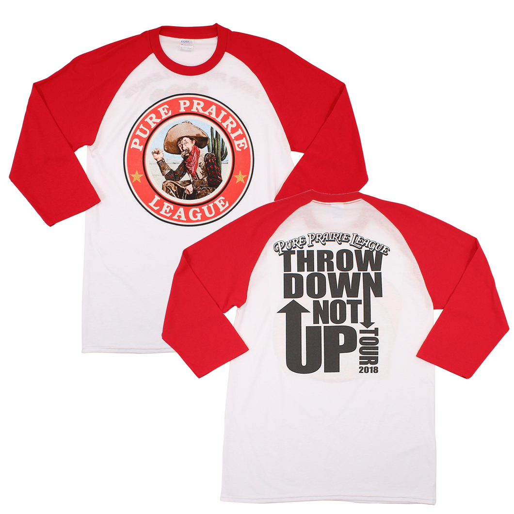 Throw Down Not Up Vintage Baseball Tee (Red)